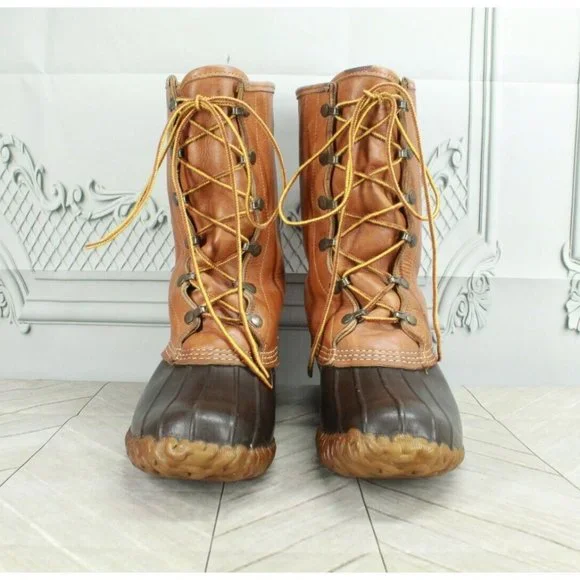 LL Bean Brown Leather Waterproof Insulated Hunting Duck Boots Size 7 N - Picture 4 of 8